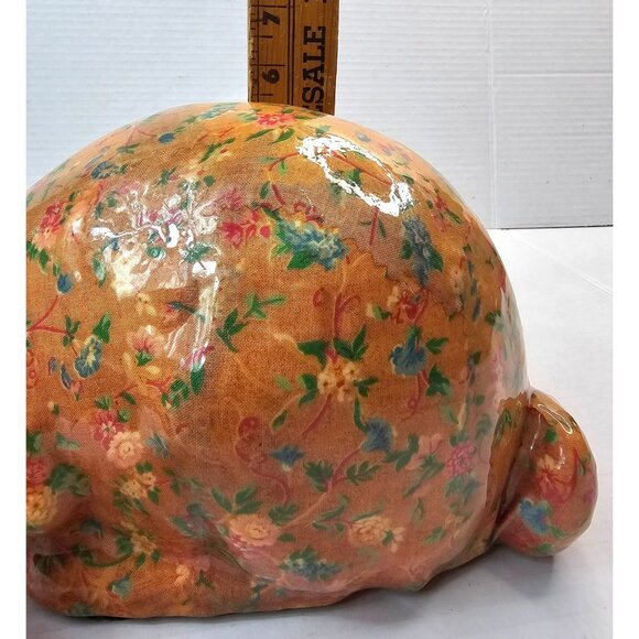 Vtg Decoupage Floral Pattern Bunny Figurine Vintage Farmhouse Country Style USA - Picture 11 of 12